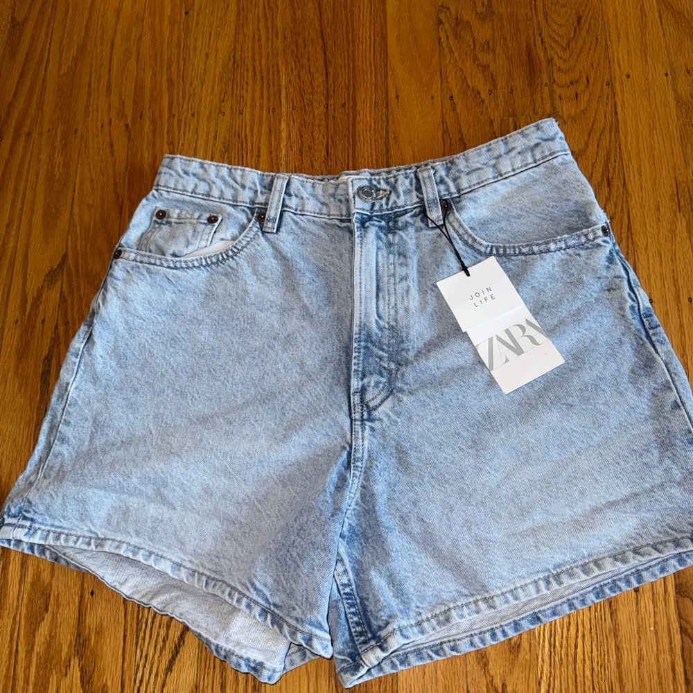 Zara Sky Blue Jean Shorts for Women